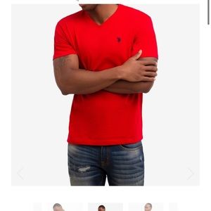 Red v-neck  polo T-shirt